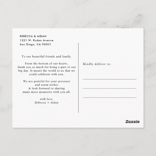 Elegant Script Heart Weddenschap Foto bedankt Briefkaart (Achterkant)