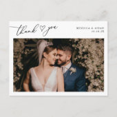 Elegant Script Heart Weddenschap Foto bedankt Briefkaart (Voorkant)