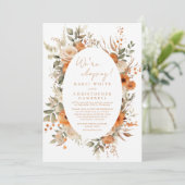 Elegant script Herfst Bloemen Elopement Receptie Kaart (Staand voorkant)