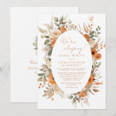 Elegant script Herfst Bloemen Elopement Receptie Kaart (Voorkant / Achterkant)