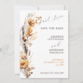 Elegant Script Herfst Herfst Bloemen Bruiloft Save The Date (Voorkant)