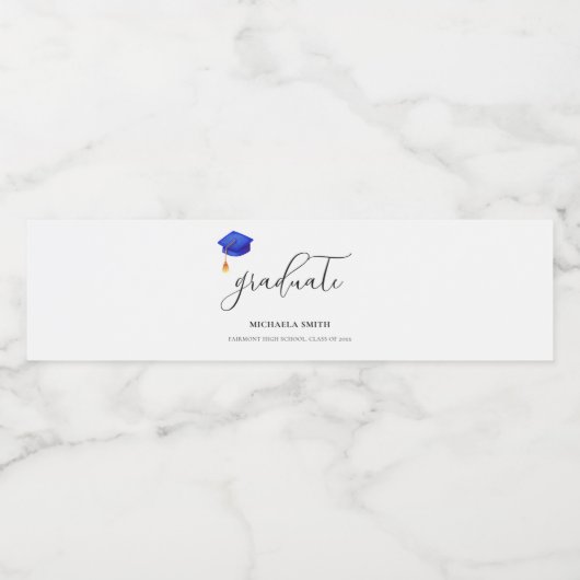 Elegant Script High School Afstuderen Waterfles Etiket (Enkel label)