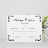 Elegant Script Hoek Huwelijkscertificaat (Staand voorkant)