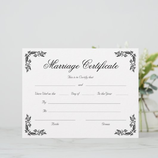 Elegant Script Hoek Huwelijkscertificaat (Staand voorkant)