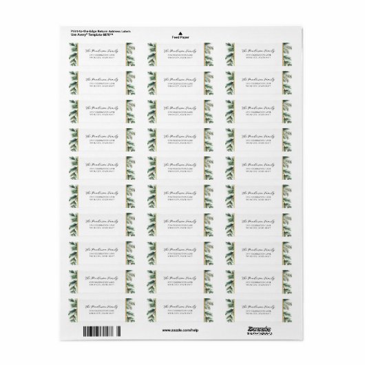 Elegant Script Holiday Pines Gold Lijst Custom Etiket (Full Sheet)