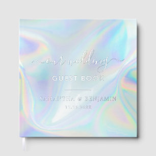 Élégant Script Holographique Mariage Argent