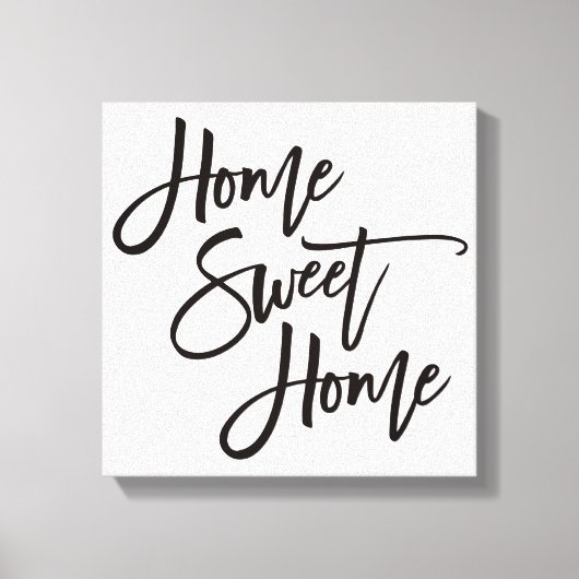Elegant Script Home Sweet Home Zwart Typografie Canvas Afdruk (Voorkant)