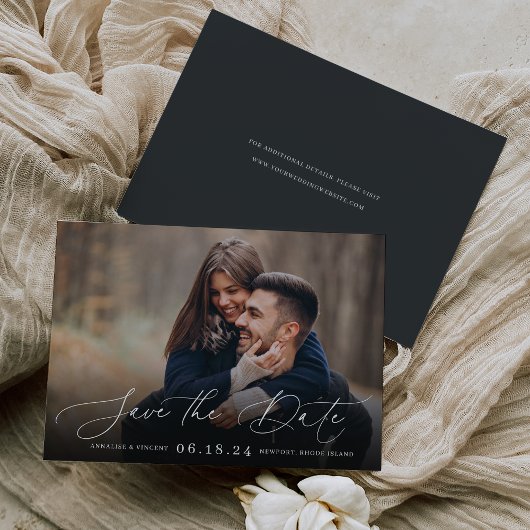 Elegant script | Horizontale foto slaat de datum o Save The Date