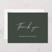 Elegant Script Hunter Green Wedding Bedankt Briefkaart (Voorkant / Achterkant)
