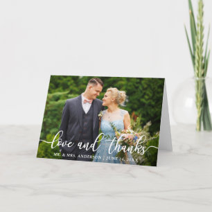 Elegant Script Huwelijk Liefde en Dank Gefold Bedankkaart