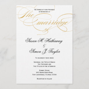 Elegant Script Huwelijksuitnodiging - Goud & Zwart Kaart