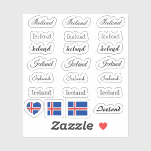 Elegant script IJsland & IJslandse vlag / naam Set Sticker