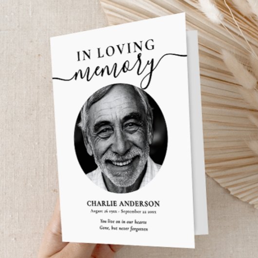 Elegant Script In Loving Memory Photo Memorial Programma