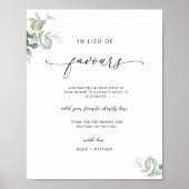 Elegant script, in plaats van gunsten groen teken poster (Voorkant)