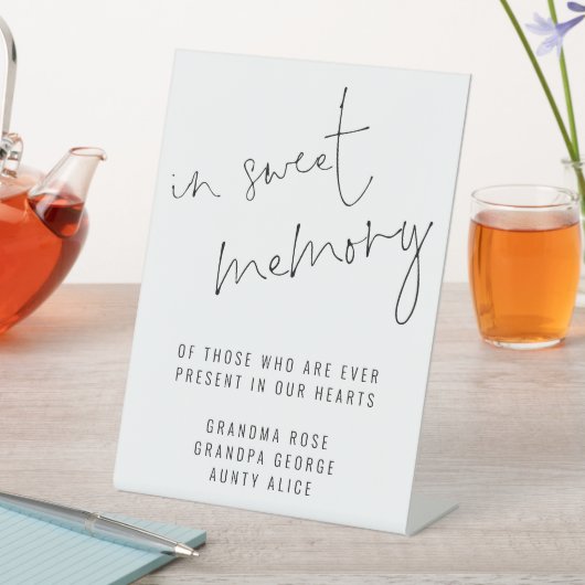 Elegant script in weet Memory Wedding Reclamebord Met Voetstuk (Insitu)