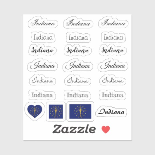 Elegant script Indiana & Indiana Vlag /name Set Sticker (Vel)