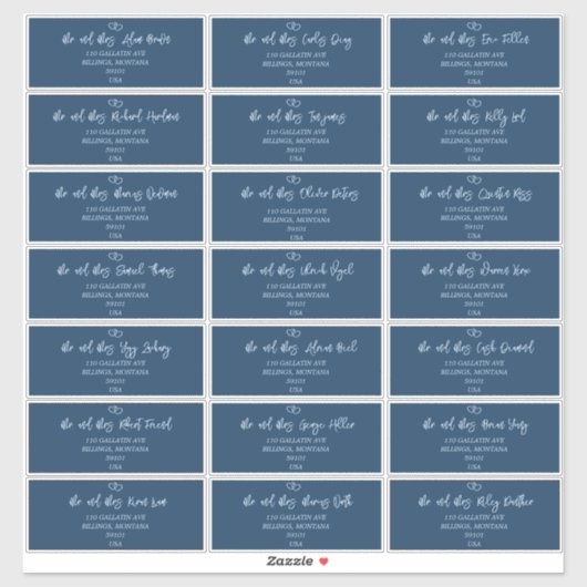 Elegant Script Indigo Bruiloft Gast Adres Label (Vel)