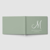 Elegant Script Initiaal Bruiloft Monogram Sage Gro Gastenboek (Volledig)