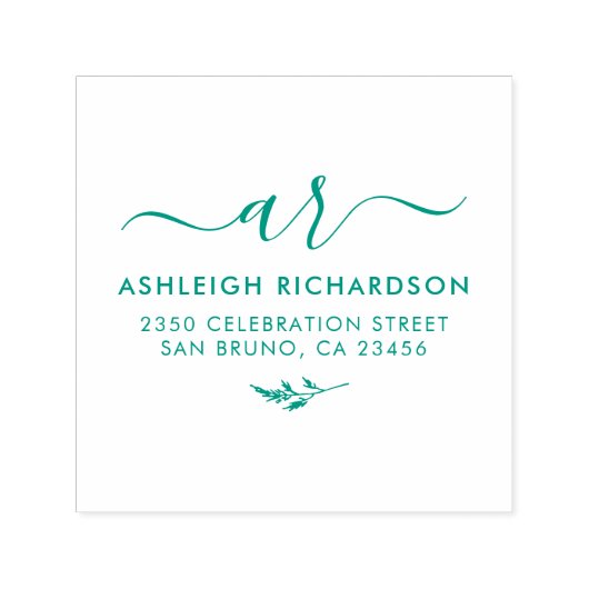 Elegant Script-Initialen | Botanisch retouradres Zelfinktende Stempel (Design)