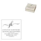 Elegant Script Initialen Business Return Adres Rubberstempel (Gestempeld)