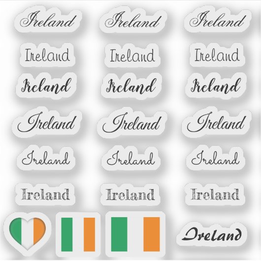Elegant script Ireland & Irish Flag /name Set Sticker (Voorkant)