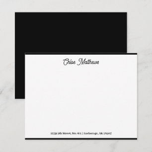 Elegant Script Jet Black Stationery Border Notitiekaartje