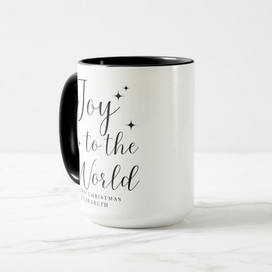 Elegant script Joy to the World Vrolijk kerstfeest Mok (Voorkant links)