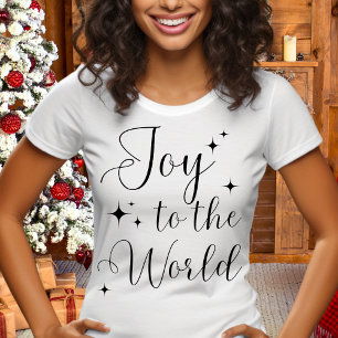 Elegant script Joy to the World Vrolijk kerstfeest T-shirt