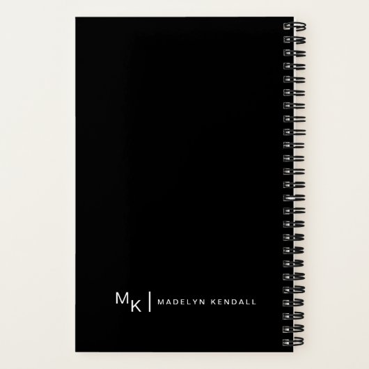 Elegant Script kalligrafie gepersonaliseerd zwart Notitieboek (Achterkant)