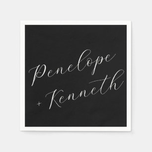 Elegant Script Kalligrafie Huwelijk Custom Black Servet