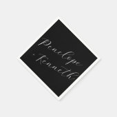 Elegant Script Kalligrafie Huwelijk Custom Black Servet (Hoek)