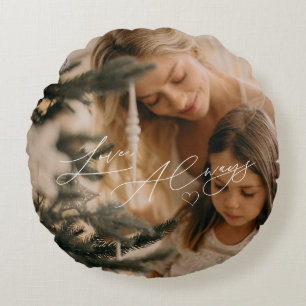 Elegant Script Kalligrafie Liefde Altijd met Foto Rond Kussen