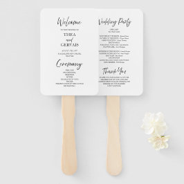 Elegant script kalligrafie wit bruiloft programma handwaaier