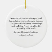 Elegant Script Keramisch Ornament (Achterkant)