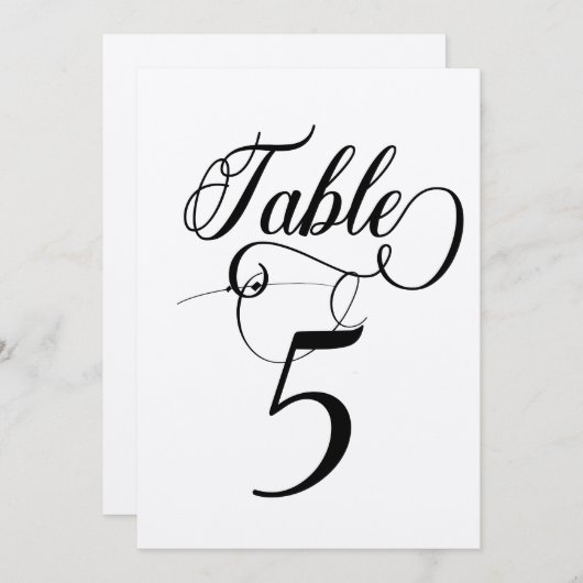 Elegant Script Klassieke Bruiloft Tafelnummers (Voorkant / Achterkant)