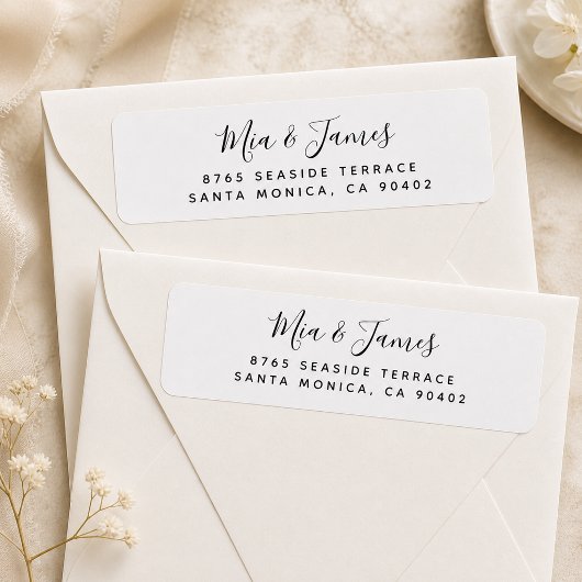Elegant Script Koppel Retouradreslabel Etiket
