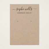 Elegant Script Kraft Earring Display Holder Visitekaartje (Voorkant)