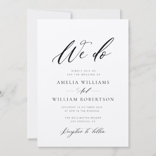 élégant script kraft faire-part de mariage (Devant)