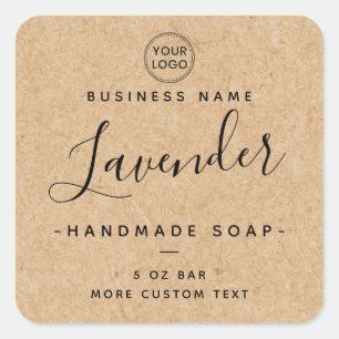 Élégant script Kraft look carré produit étiquettes