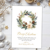 Elegant Script Krans Groen Kerstmis Kaart