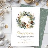 Elegant Script Krans Groen Kerstmis Kaart