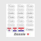 Elegant script Kroatië & Kroatische vlag / naam Se Sticker (Vel)