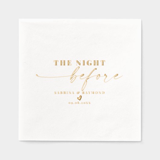 Élégant Script La Nuit Avant L'Or Mariage (Recto)