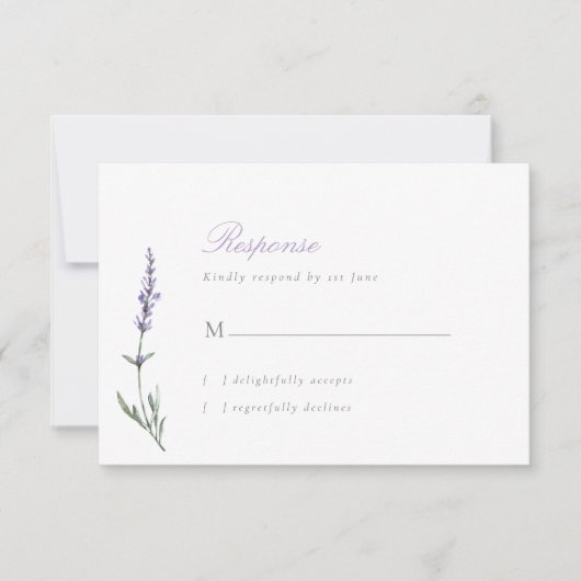 Elégant Script Lavender Wedding Carte RSVP (Devant)