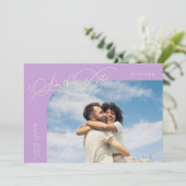 Elegant Script Lemon Wisteria Curved Frame Photo Save The Date (Staand voorkant)