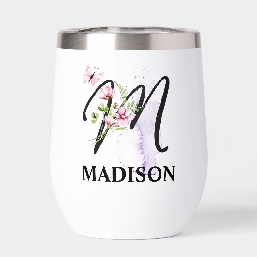 Elegant Script Letter M Monogram Gepersonaliseerde (Achterkant)