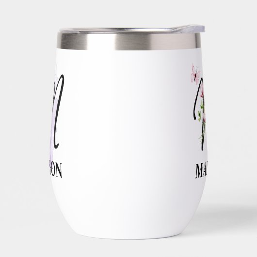 Élégant Script Letter M Monogram Nom personnalisé (Gauche)