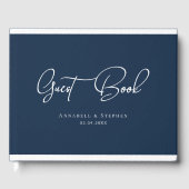 Elegant, Script Lettertype, Blauw, Bruiloft Gasten Gastenboek (Voorkant)