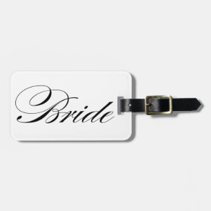 Elegant script lettertype Bride bagagelabel huweli