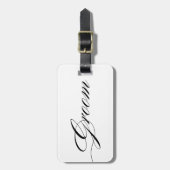 Elegant script lettertype bruidegom bagagelabel hu (Voorkant verticaal)